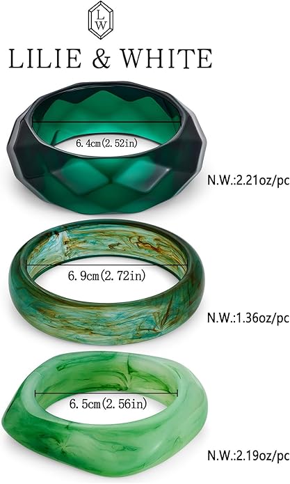 LILIE&WHITE 3 PCS Acrylic Resin Bracelet For Women Trendy Chunky Bangle Bracelets Fashion Colorful Bracelet Jewelry Gift