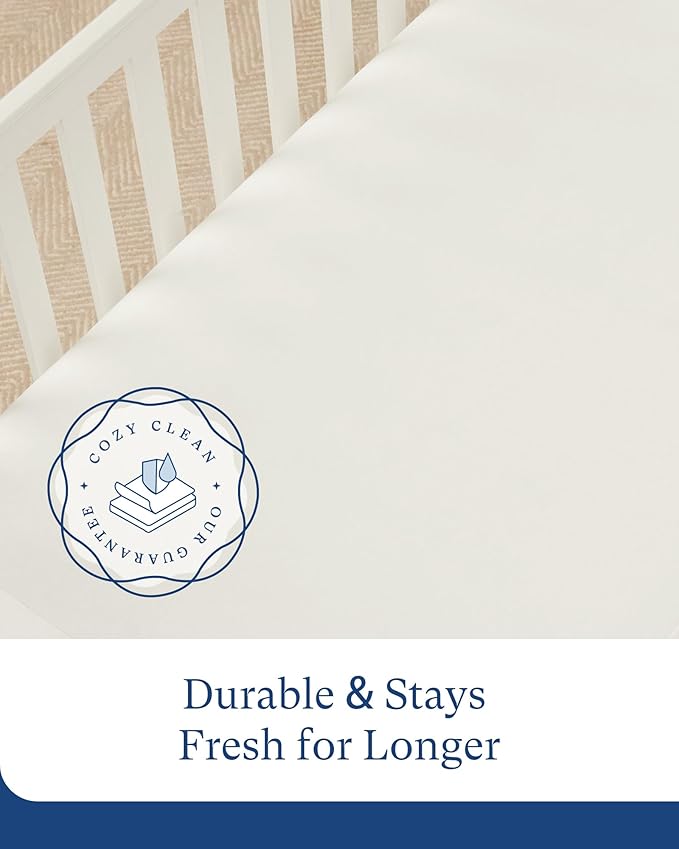 PurComfy Supersoft Pack and Play Sheets Fitted, Premium Bamboo Viscose Mini Crib Sheets, Pack N Play Mattress Sheets, Graco Playard Baby Sheets Neutral for Boys Girls, 5'' Deep Pocket 2-Pack