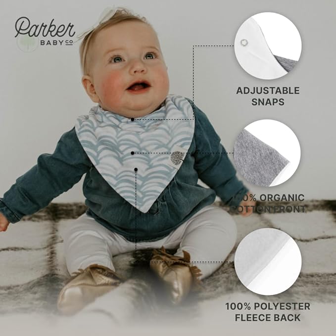 Parker Baby Bandana Drool Bibs 8 Pack Baby Bibs for Boys, Girls, Unisex - Soft & Stylish Teething Bibs for Babies