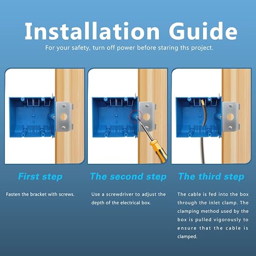 PVC Blue Adjustable Electrical Box Outlet, 3 Pack | 34Cu.inAdjustable Plastic - Image 4