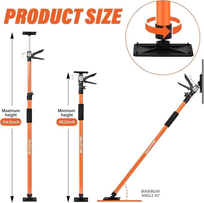 Adjustable Support Pole-Cabinet Jack, Drywall Lift, Supports Up to 154lbs - Image 4