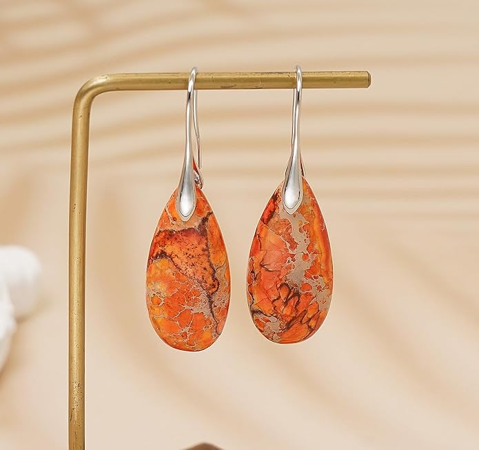 Natural Stone Earrings Waterdrop Stone Dangle Earrings for Women