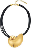 WOWORAMA Gold Necklace for Women Boho Spiral Conch Shell Necklace Starfish Necklace Vintage Ocean Sea Shell Choker Pendant Necklace Adjustable Summer Beach Jewelry