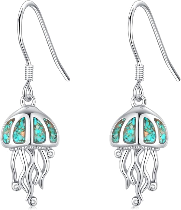 Ocean Earrings 925 Sterling Silver Turquoise Sea Animal Dangle Drop Earrings Beach Themed Jewelry Gifts for Women Girls