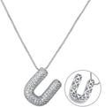 RWQIAN Letter Necklace for Women Bubble, Chunky Initial Alphabet A-Z Pendant Puffy Name Personalized Necklace Dainty Zircon CZ Fashion Jewelry Gifts for Girls Girlfriend