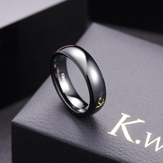 King Will Tungsten Carbide Wedding Band for Men Women Promise Rings for Couples Domed High Polish