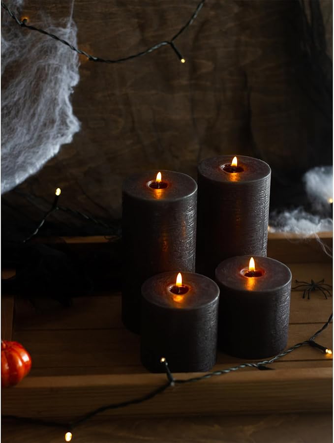 3x4 inch Pillar Candles Set of 3 – Unscented Dripless Rustic Black Candles - Image 7