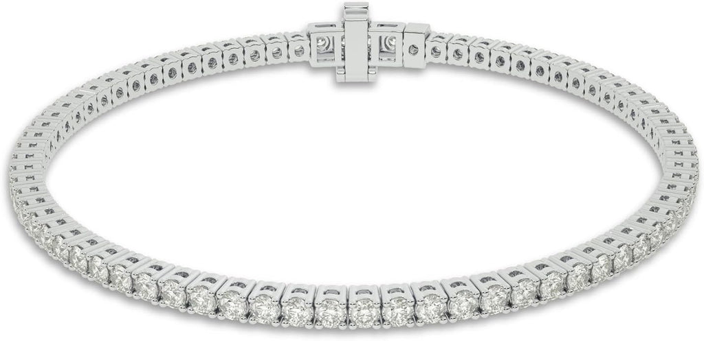 Lab Grown Diamond Tennis Bracelet for women| 7 Inches Real 10K White Gold 2 & 3 Carat Bracelet | Dazzling Diamond Jewelry Gift for Women
