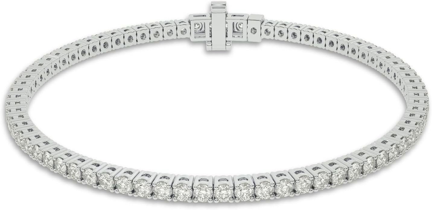 Lab Grown Diamond Tennis Bracelet for women| 7 Inches Real 10K White Gold 2 & 3 Carat Bracelet | Dazzling Diamond Jewelry Gift for Women