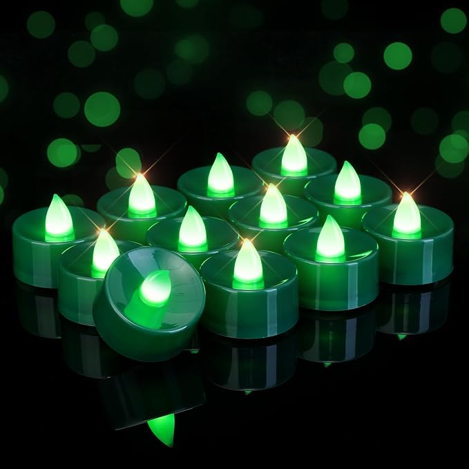 Homemory 12-Pack Green Flameless Battery Tealight Candles, 200+ Hours | by Homemory
