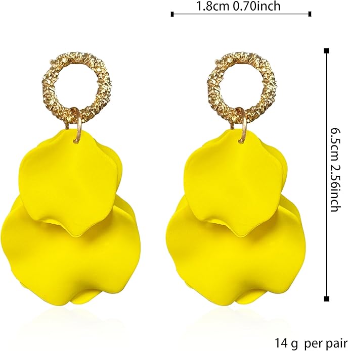Anmpab Statement Matte Rose Flower Petal Stud Earrings for Women Dangly Floral Petal Earrings Jewelry Accessories Romantic Gifts for Her Women