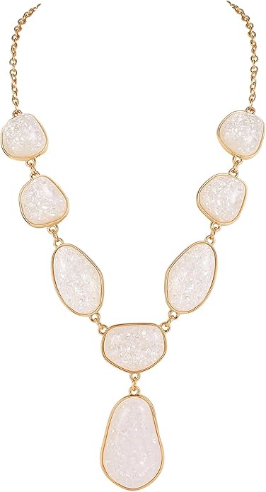 Bocar Bubble Chunky Necklace Alloy Necklace Resin Statement Pendant Necklace for Women