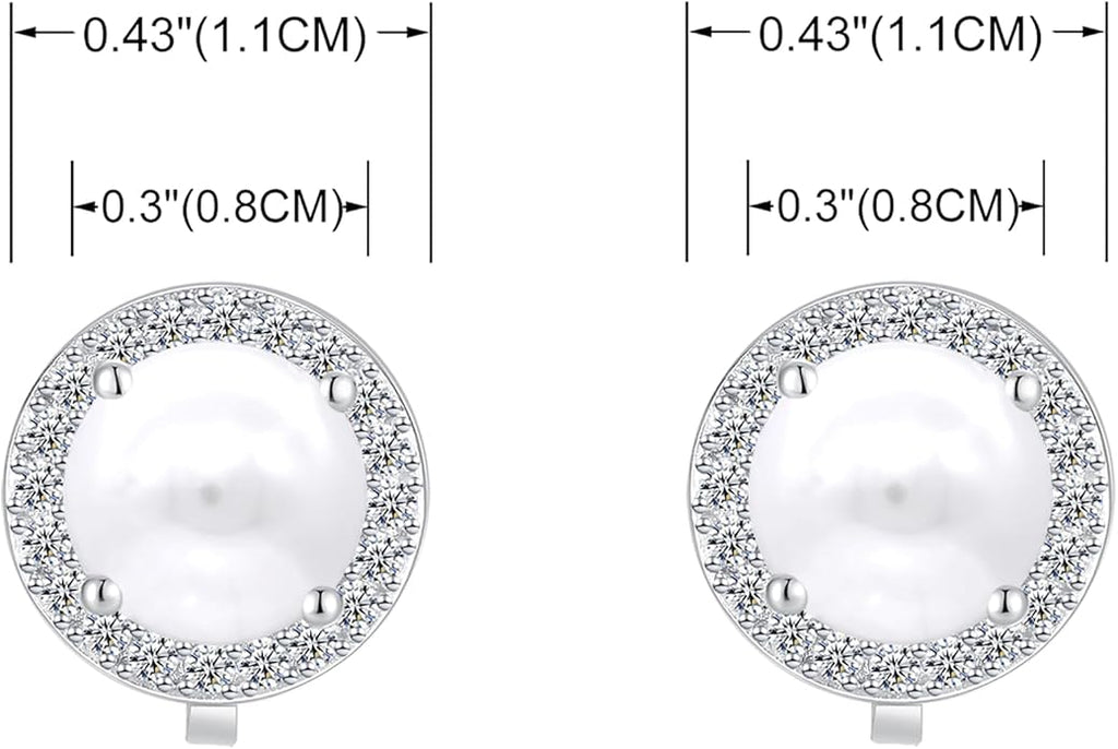YOQUCOL 8MM Cubic Zirconia Crystal Clip On Stud Earrings Round Non Pierced Earrings for Women