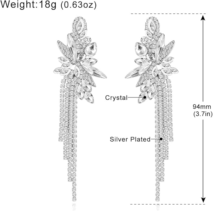 mecresh Marquise Crystal Bridal Chandelier Dangle Drop Earrings Ladies Gifts in Silver/Gold Tone