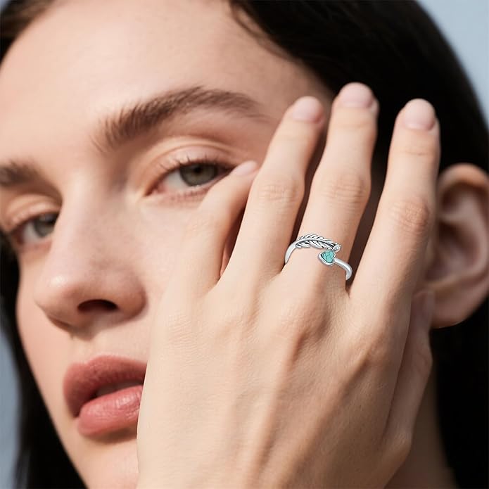 Turquoise/Moss Agate/Moonstone/Black Onyx/Lapis Lazuli/Labradorite/Tiger Eye Feather Ring 925 Sterling Silver Adjustable Ring Western Thumb Rings Vintage Jewelry Gifts for Women