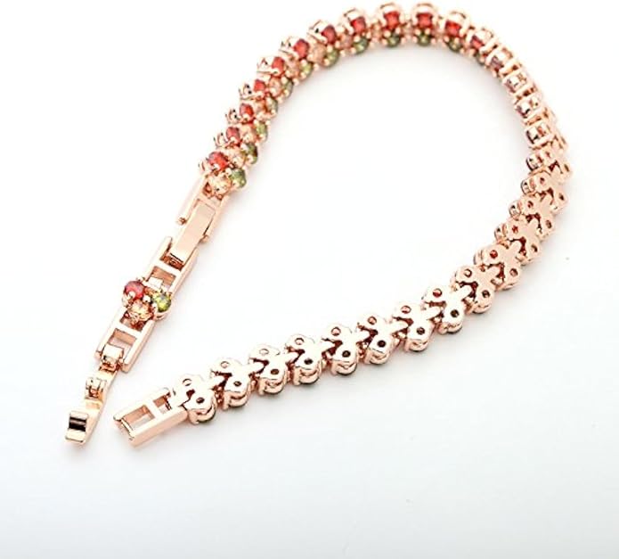 14K Gold Ruby and Emerald Tennis Bracelet for Women,Dainty Love Heart Style Moissanite Adjustable Link Bracelet,Fashion Jewelry Gift for Her
