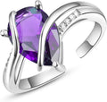 KINGWHYTE Adjustable Rings for Women Teardrop Pear Ring 925 Sterling Silver 0.85ct Teardrop Cubic Zirconia Open AdjustableThumb Ring for Women