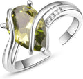 KINGWHYTE Adjustable Rings for Women Teardrop Pear Ring 925 Sterling Silver 0.85ct Teardrop Cubic Zirconia Open AdjustableThumb Ring for Women