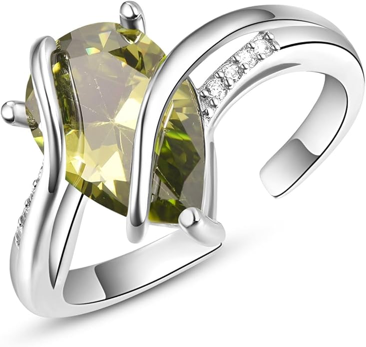 KINGWHYTE Adjustable Rings for Women Teardrop Pear Ring 925 Sterling Silver 0.85ct Teardrop Cubic Zirconia Open AdjustableThumb Ring for Women