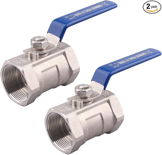 DERNORD Stainless Steel Ball Valve 1PC Type 1.5 Inch NPT Standard Port by DERNORD