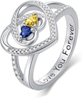 Valentine's Day Gifts for Women Birthstone Rings for Women Heart Statemet Engagement Eternity Wedding Promise Rings Jewelry Anniversary Christmas Valentine Mothers Day Birthday Gifts for Wife Her Girlfriend
