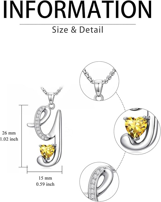 Valentines Day Gifts for Women Alphabet A to Z Initial Birthstone Pendant Necklaces for Women - 18k White Gold Plated Personalized Name Jewelry Valentine Mothers Day Birthday Gifts for Women Her Girlfriend