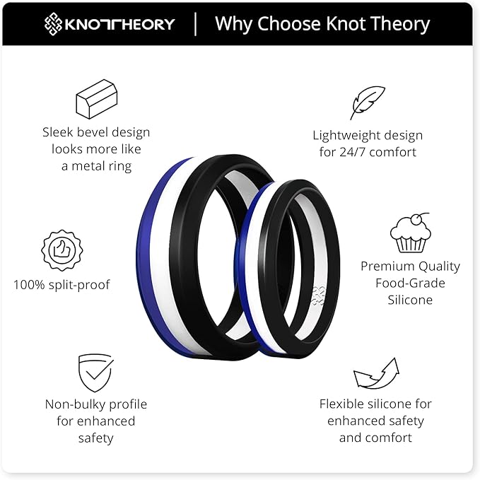 Knot Theory Striped Silicone Ring for Men and Women – Black, Grey, Red, Blue, Orange, Yellow, Purple