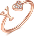 Valentines Day Gift Initial Rings for Teen Girls - S925 Heart Sterling Silver Rings for Teen Girls | 14K Gold/Rose Gold/Sterling Silver Plated Ring for Girls Kids Women Ring for Teenager Girls Gifts Adjustable, No Tarnish, Hypoallergenic