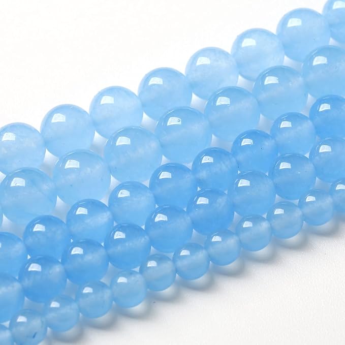 Blue Natural Chalcedony Aquamarines Stone Beads for Jewelry Making Round Jades Beads DIY Bracelet Accessories 6mm 61pcs