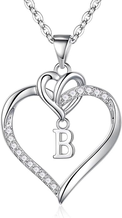 STORUP Valentines Gifts for Her Teen Girls - Heart Initial Necklaces for Women Girls, 14K-Gold-Plated CZ Initial A-Z Heart Necklaces for Teen Girl Jewelry Valentines Gifts for Women Mom Wife Sister
