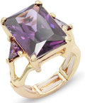 Lavencious Big Bold Radiant CZ Stones Stretch Rings for Women Size for 7-9