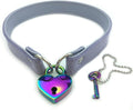 Succuba Padlock Choker Collar Necklace with Lock and Key Heart Lock Choker for Women and Men (C, 14)