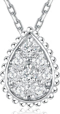 Lab Grown Diamond Necklace, Solid 925 Sterling Silver with Round Cut, Fine Jewelry for Women Anniversary Birthday Valentine’s Day Gifts