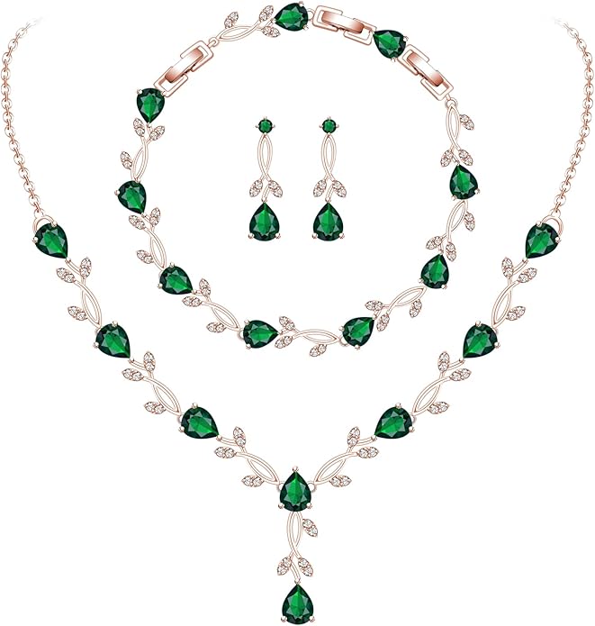 GZWHD Wedding Jewelry Sets for Bride Bridesmaid Women Cubic Zirconia Necklace Earrings Bracelet Set Gift for Mother Friend Wife Daughter Sister Party Prom Jewelry