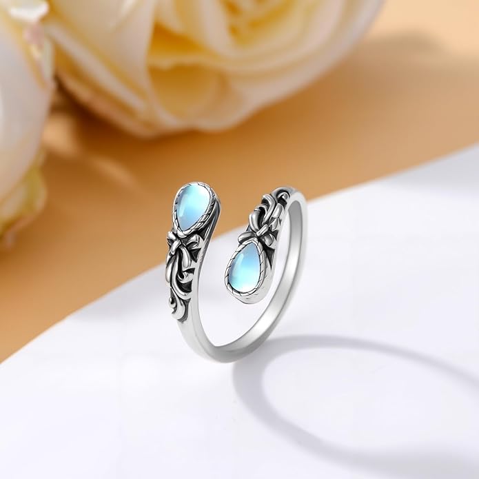 Dorunmo Spoon Ring 925 Sterling Silver Vintage Antique Spoon Rings Adjustable Size 8 Thumb Rings Western Jewelry Gifts for Women