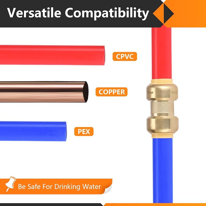 5PC HeSun 3/4" x 3/4" Push-fit 90 Degree Elbow | Brass Push-to-Connect Plumbing - Image 6