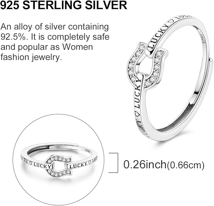 Parmuz 925 Sterling Silver Adjustable Ring for Woman Stackable Open Lucky Ring Eternity Bands Dainty CZ Statement Engagement