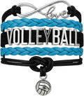 Volleyball Bracelets For Girls- Ideal Volleyball Gifts & Souvenirs. Adjustable Charm Bracelet with Moveable Letters, Infinity Symbol & Silver Volleyball Charm. Fashionable Bracelets by SportyBella.