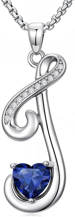 Valentines Day Gifts for Women Alphabet A to Z Initial Birthstone Pendant Necklaces for Women - 18k White Gold Plated Personalized Name Jewelry Valentine Mothers Day Birthday Gifts for Women Her Girlfriend