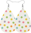 Colorful Dots Leather Teardrop Earrings Abstract Bubble Dot Circle Geometry Faux Leather Water Drop Earrings Jewelry For Women Friends Wedding