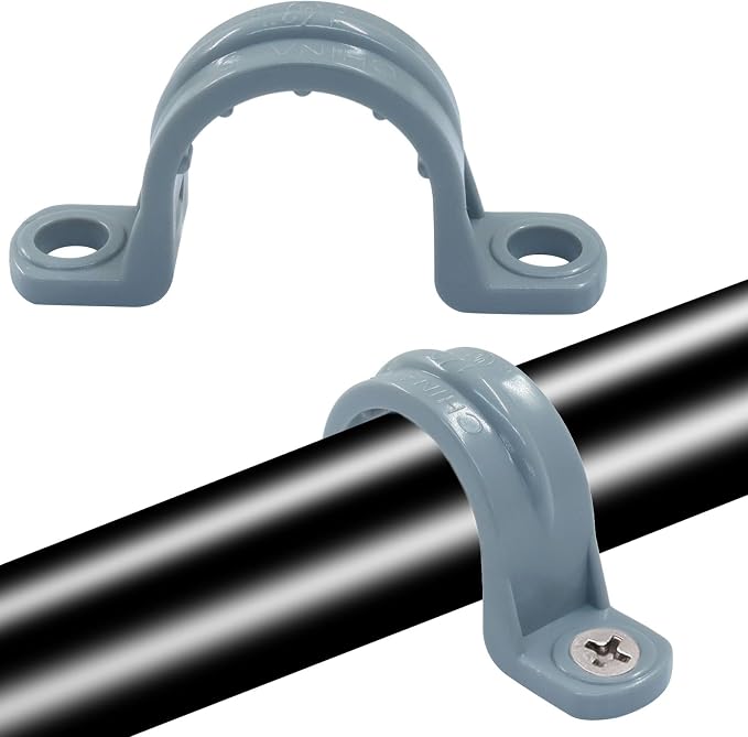 1/2 Inch PVC Pipe Strap, 20 Pack | 2-Hole, Plastic Conduit Clamp, Pipe Supports - Image 5