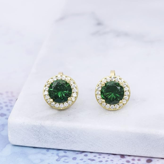 YOQUCOL 8MM Cubic Zirconia Crystal Clip On Stud Earrings Round Non Pierced Earrings for Women