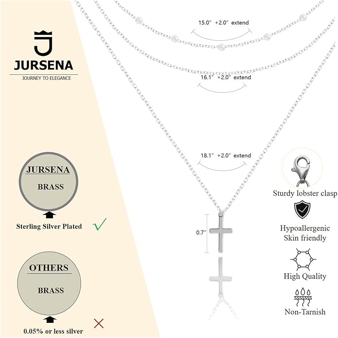 Layered Gold Necklaces for Women, Stackable 14K Gold Plated Necklace, Dainty Cross/Circle/Heart Pendant layered Necklace, Adjustable Dainty Gold/Silver Necklace Jewelry Set for Women