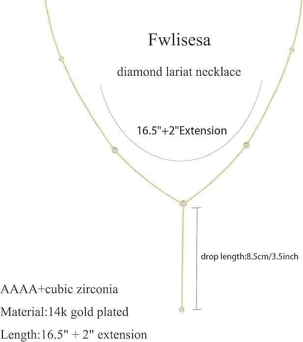 Gold Necklace for Women, Dainty Gold Long Necklaces 14k Gold Plated Prom Lariat Necklace Cute Choker Necklaces for Women Trendy Stuff Fashion Costume Gold Accessories Christmas Jewelry Gifts