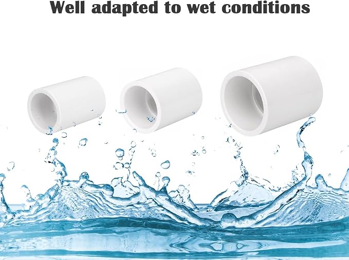 2PCS 1-1/2 Inch White PVC Pipe Coupling Adapter Pipe Fittings Slip Socket - Image 4