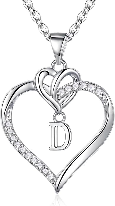 STORUP Valentines Gifts for Her Teen Girls - Heart Initial Necklaces for Women Girls, 14K-Gold-Plated CZ Initial A-Z Heart Necklaces for Teen Girl Jewelry Valentines Gifts for Women Mom Wife Sister