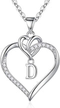 STORUP Valentines Gifts for Her Teen Girls - Heart Initial Necklaces for Women Girls, 14K-Gold-Plated CZ Initial A-Z Heart Necklaces for Teen Girl Jewelry Valentines Gifts for Women Mom Wife Sister