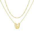 Initial 14K Gold Plated Necklaces for Women, Layered Bubble Letter A-Z Necklace Pendant Choker Necklaces for Women Trendy Monogram Name Necklace Personalized Jewelry for Women