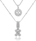 Initial Letter Necklace for Women 14k White Gold Silver Plated Dainty Necklaces Trendy Chunky Custom Layered Necklace Set Personalized Round Circle Zirconia A-Z Letter Chain Pendant Jewelry Gift