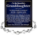 To My Granddaughter Bracelet from Grandma and Grandpa, Heart Chain Bracelet with Shiny Stones, Perfect Birthday or Graduation Christmas Gift for Granddaughter with Message Card and Gift Box